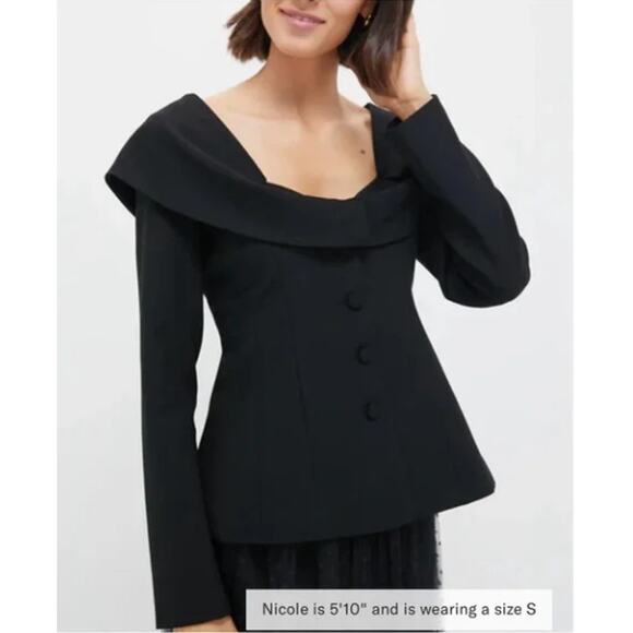 Tuckernuck Black Monroe Top Long Sleeves Button Front Work or Evening Party, S - Picture 6 of 12